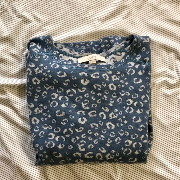 LOFT Blue Leopard Print Sweater - Picture 4 of 4